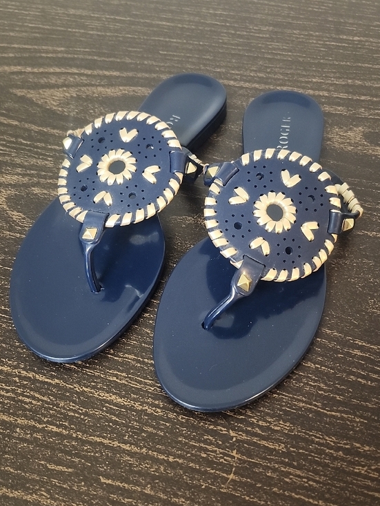 Jack Rogers Shoes - Jack Rogers Georgica Navy And Gold Sandals Size 7